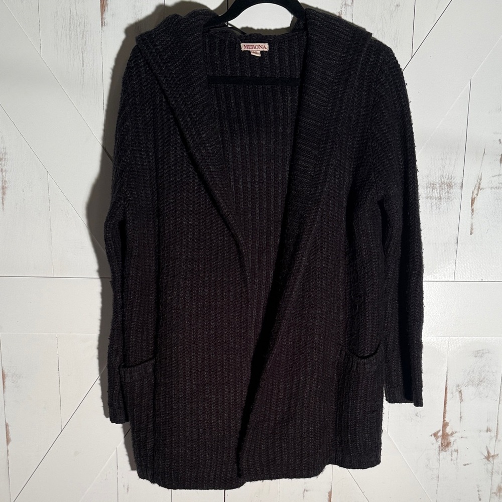 Merona Women's Black Hooded Cardigan Sweater